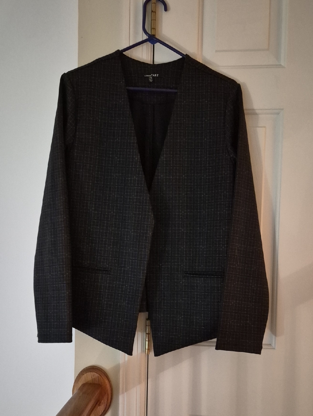 UNIQLO Women's Charcoal Windowpane Open-Front Blazer